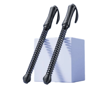 Black Cordless Battle Ropes - Heavy Duty Spring Steel Power Trainers for Full Body Strength & Cardio Workout