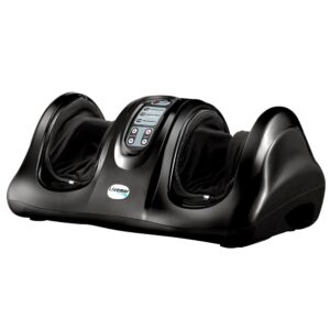 Livemor foot massager in black with remote control, roller kneading and shiatsu massage features