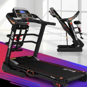 Everfit Electric Treadmill 480mm with Massager featuring wide running belt, LCD panel, pulse sensors, and built-in massage system for home fitness