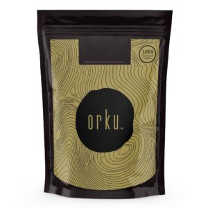 Organic matcha green tea powder in resealable pouch, Camellia sinensis leaf supplement for energy and antioxidants