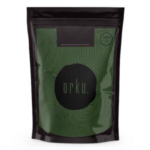 Organic spirulina powder in resealable pouch, Arthrospira platensis algae supplement for iron and B vitamins