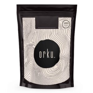 Orku native whey protein isolate powder in resealable pouch, unflavoured and cold-pressed for clean recovery