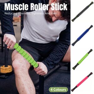 Blue muscle massage roller stick with 9 segments for fascia relief and post-workout recovery