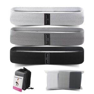 Grey fabric resistance bands set ultimate 3‑level non‑slip hip bands with mesh carry bag
