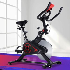 Everfit spin exercise bike with 10kg flywheel, LCD monitor, and adjustable seat for home gym