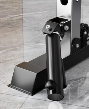 close-up of black cylindrical rod mounted to metallic bracket with bolts, resting on marble-textured surface for Smartfit M1 max multi-station