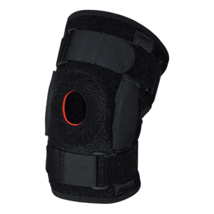 Adjustable hinged knee brace with breathable mesh fabric and compression fit