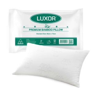 Luxor bamboo pillow single pack, Australian made, standard size, breathable and hypoallergenic