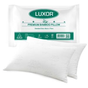 Luxor Australian made bamboo pillow twin pack, standard size, breathable and hypoallergenic