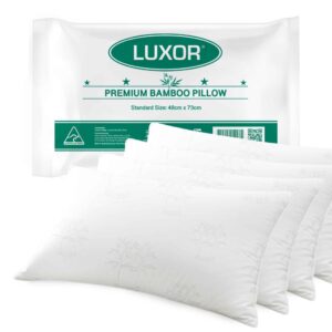 Luxor Australian made bamboo cooling pillow four pack, standard size, breathable and hypoallergenic