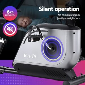 Everfit recumbent exercise bike featuring a 6kg magnetic flywheel with silent operation for quiet low-impact home workouts