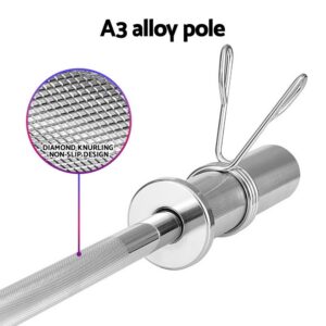 120cm A3 alloy dumbbell bar with diamond knurling non-slip grip and spring collar compatibility