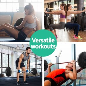 Everfit weight plates used for versatile strength training workouts including core exercises, squats, deadlifts, and bench press