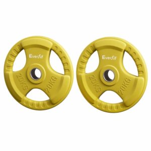 everfit olympic weight plates 20kg rubber coated yellow