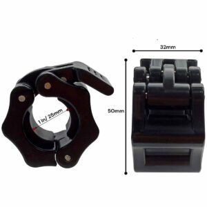 25mm barbell clip collar dimensions showing 25mm inner diameter and overall size for secure dumbbell and barbell fit