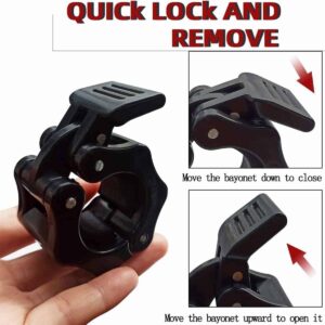 25mm barbell spring clip collar quick lock and release mechanism showing fast locking and removal on dumbbell and barbell bars