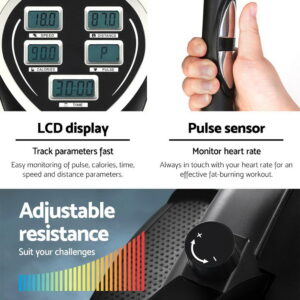 Everfit elliptical cross trainer featuring LCD workout monitor, heart rate pulse sensors and adjustable resistance control for personalised cardio and fitness training at home