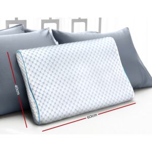 Cool gel memory foam contour pillow measuring 60 cm by 40 cm with breathable honeycomb fabric cover