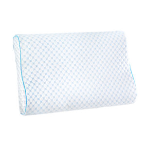 Cool gel memory foam contour pillow with breathable honeycomb cover designed for neck and shoulder support