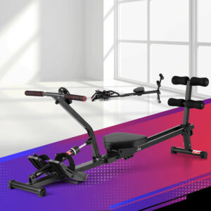 Hydraulic rowing machine for home cardio training and full-body fitness workouts