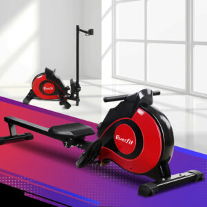 Rowing machine with magnetic resistance for home cardio training and full body fitness workouts