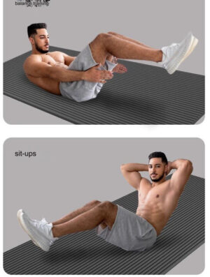 Athlete performing sit-ups and core exercises on a thick shock-absorbing fitness mat designed for home workouts and floor training