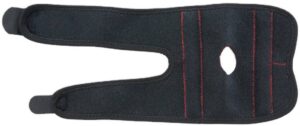 Black adjustable tennis elbow support strap with compression fit designed for sports training, golf, gym workouts, repetitive movement, and everyday elbow support.
