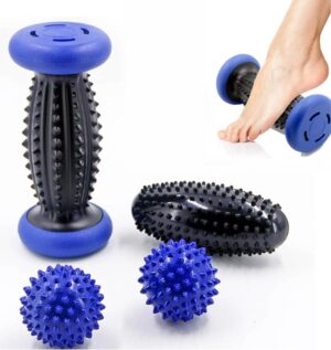 Trigger point massage set featuring a foot roller and recovery tools for muscle release, mobility, and relaxation.