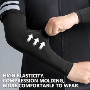 Black compression arm sleeves with flexible stretch fit designed for sports, cycling, training, and comfortable everyday wear.