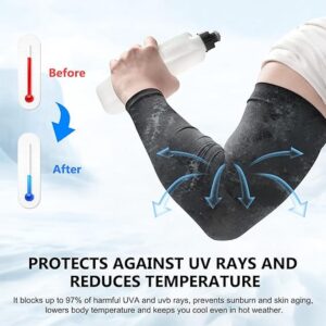 Cooling black UV arm sleeves designed to help reduce heat and provide sun protection during cycling, sports, training, and outdoor activities.