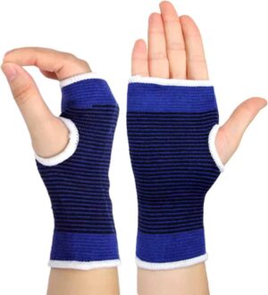 blue wrist support sleeves pair with lightweight compression support for training recovery and everyday wrist stability