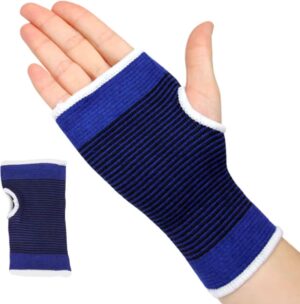 blue compression wrist support sleeve designed for lightweight wrist stability training recovery and everyday support