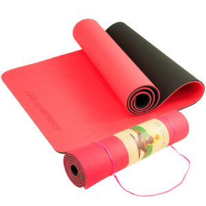 Yoga mat with 8mm cushioning and non-slip TPE construction for yoga, Pilates, stretching, and fitness workouts
