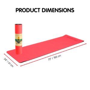 Powertrain 8mm TPE yoga mat dimensions showing 183cm length and 61cm width, suitable for yoga, pilates, stretching and home fitness workouts