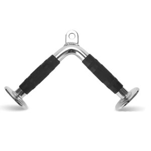 LAT V bar cable attachment with stainless steel construction and textured grips for seated rows and cable machine workouts