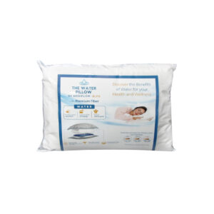 Water pillow with adjustable water support system, premium fibre filling, and 300 thread count cotton cover for personalised sleeping comfort