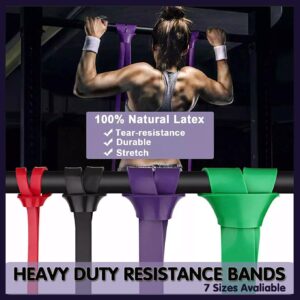 Heavy duty natural latex resistance bands in multiple resistance levels for assisted pull ups, strength training, mobility exercises and full body workouts