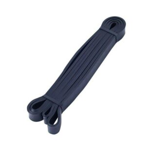 Black natural latex resistance loop band for advanced strength training, assisted pull ups, mobility exercises and full body fitness workouts