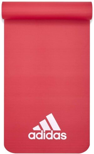 Adidas fitness mat 7mm red exercise mat with cushioned non-slip surface for yoga, stretching, pilates and floor workouts