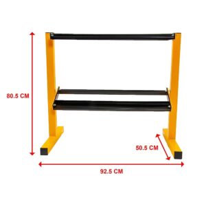2 tier steel dumbbell rack with compact space-saving design for home gym weight storage