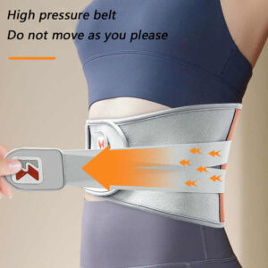 Close-up of adjustable compression straps on a heated lumbar support belt designed to provide firm waist stability, lower back support, and secure all-day comfort.