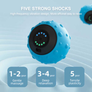 Electric massage ball featuring five vibration modes for muscle recovery, trigger point therapy, myofascial release and deep tissue relaxation after exercise