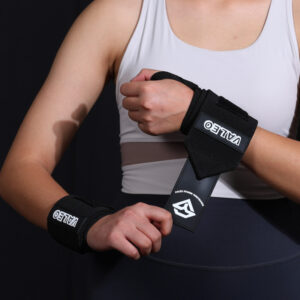 Wrist wraps with reinforced Velcro support for weightlifting, powerlifting, and gym training workouts