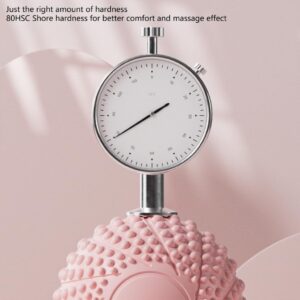 Spiky massage ball tested for 80 Shore hardness, providing balanced firmness for trigger point therapy, muscle recovery and comfortable deep tissue massage