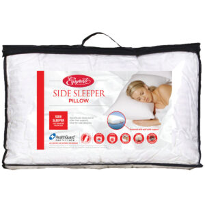 Side sleeper pillows with fibre ball filling and gusseted side walls for comfortable head and neck support