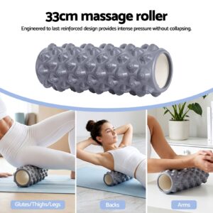 High-density foam massage roller designed for back, legs, glutes and arm recovery, fascia release, flexibility improvement and sports rehabilitation training