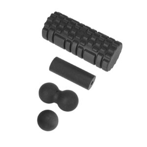 Recovery roller set with foam roller, massage balls and mini roller designed for muscle recovery, mobility training and deep tissue massage relief