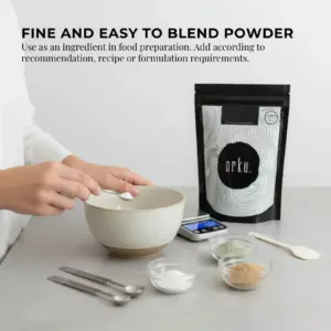 Easy to blend magnesium powder by Orku with fine consistency for smoothies, recipes, food preparation and daily wellness support
