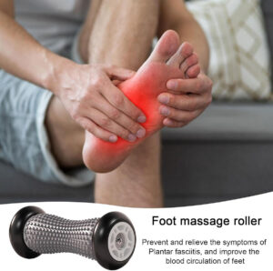 Foot massage roller designed to help relieve plantar fasciitis discomfort, support recovery and improve foot mobility and circulation