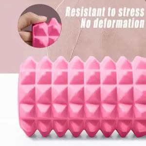 Durable textured foam roller with high density construction for muscle recovery, stretching, flexibility exercises and long lasting performance during regular use